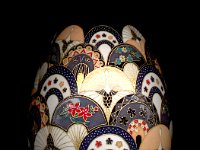 Featured in  Weranda Magazine Issue April 2012   Cranes and Fans Chiyogami Ukrainian Style Easter Egg Pysanky by So Jeo : Pysanky Pysanka Ukrainian Easter egg batik ukrainian easter art batik  eggshell kimono chiyogami washi origami fans cranes birds blooms gold leaf sojeo leblond artist art  poland polish magazine weranda design april 2012